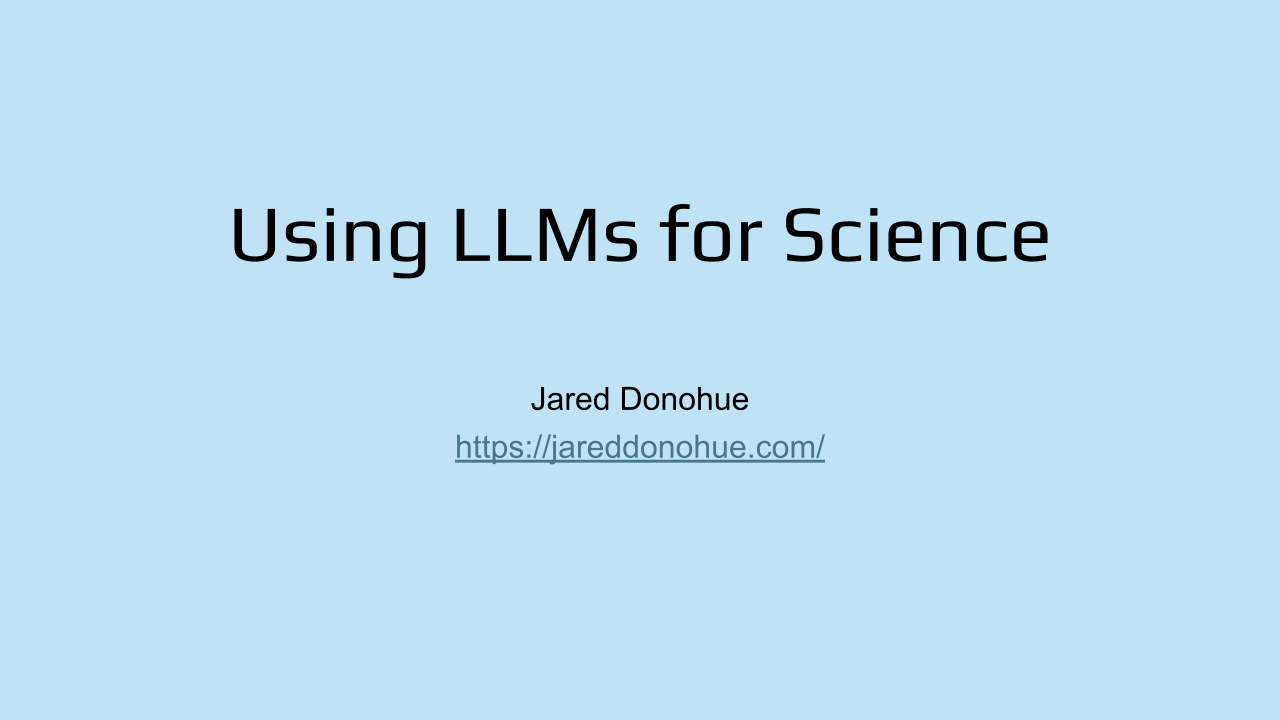 Using LLMs for Science Guest Lecture